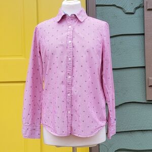 IZOD Women’s Red & White Stripe Nautical Anchor Button-Down Shirt